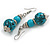 Long Wood Bead Necklace and Earring Set with Animal Print in Turquoise Colour/ 80cm L - view 5