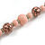 Long Wood Bead Necklace and Earring Set with Animal Print in Pastel Pink/ 80cm L - view 9