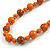 Long Wood Bead Necklace and Earring Set with Animal Print in Orange/ 80cm L - view 5