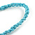 Chunky Wood Bead Cord Necklace and Earring Set with Animal Print in Turquoise Colour/ 76cm L - view 7
