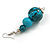Chunky Wood Bead Cord Necklace and Earring Set with Animal Print in Turquoise Colour/ 76cm L - view 9