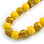 Chunky Wood Bead Cord Necklace and Earring Set with Animal Print in Yellow/ 76cm L - view 9
