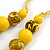 Chunky Wood Bead Cord Necklace and Earring Set with Animal Print in Yellow/ 76cm L - view 5