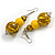 Chunky Wood Bead Cord Necklace and Earring Set with Animal Print in Yellow/ 76cm L - view 6