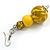 Chunky Wood Bead Cord Necklace and Earring Set with Animal Print in Yellow/ 76cm L - view 11