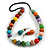Chunky Wood Bead Cord Necklace and Earring Set with Animal Print in Multicoloured/ 76cm L - view 8