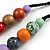 Chunky Wood Bead Cord Necklace and Earring Set with Animal Print in Multicoloured/ 76cm L - view 11