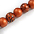 Chunky Wood Bead Cord Necklace and Earring Set with Animal Print in Copper Colour/ 76cm L - view 9
