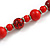 Long Wood Bead Necklace and Earring Set with Animal Print in Red/ 80cm L - view 5