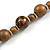 Long Wood Bead Necklace and Earring Set with Animal Print in Brown/ 80cm L - view 5