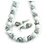 Chunky Wood Bead Cord Necklace and Earring Set with Animal Print in White/ 76cm L - view 2