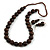 Chunky Wood Bead Cord Necklace and Earring Set with Animal Print in Dark Brown/ 76cm L - view 8