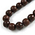 Chunky Wood Bead Cord Necklace and Earring Set with Animal Print in Dark Brown/ 76cm L - view 5