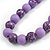 Chunky Wood Bead Cord Necklace and Earring Set with Animal Print in Lavender Purple/ 76cm L - view 6
