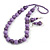 Chunky Wood Bead Cord Necklace and Earring Set with Animal Print in Lavender Purple/ 76cm L - view 8