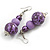 Chunky Wood Bead Cord Necklace and Earring Set with Animal Print in Lavender Purple/ 76cm L - view 5