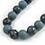 Chunky Wood Bead Cord Necklace and Earring Set with Animal Print in Grey/ 76cm L - view 6
