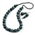 Chunky Wood Bead Cord Necklace and Earring Set with Animal Print in Grey/ 76cm L - view 9
