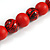 Chunky Wood Bead Cord Necklace and Earring Set with Animal Print in Red/ 76cm L - view 5