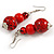 Chunky Wood Bead Cord Necklace and Earring Set with Animal Print in Red/ 76cm L - view 6