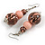 Chunky Wood Bead Cord Necklace and Earring Set with Animal Print in Pastel Pink/ 76cm L - view 5