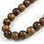 Chunky Wood Bead Cord Necklace and Earring Set with Animal Print in Brown/ 76cm L - view 6