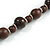 Long Wood Bead Necklace and Earring Set with Animal Print in Brown Colour/ 80cm L - view 5