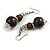 Long Wood Bead Necklace and Earring Set with Animal Print in Brown Colour/ 80cm L - view 6