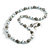 Long Wood Bead Necklace and Earring Set with Animal Print in White/Black/ 80cm L - view 6