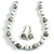 Long Wood Bead Necklace and Earring Set with Animal Print in White/Black/ 80cm L - view 2
