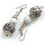 Long Wood Bead Necklace and Earring Set with Animal Print in White/Black/ 80cm L - view 5