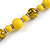 Long Wood Bead Necklace and Earring Set with Animal Print in Yellow Colour/ 80cm L - view 5