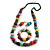 Multicoloured Long Wooden Bead Necklace, Flex Bracelet and Drop Earrings Set - 88cm Long - view 11