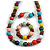 Multicoloured Long Wooden Bead Necklace, Flex Bracelet and Drop Earrings Set - 88cm Long - view 2