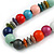Multicoloured Long Wooden Bead Necklace, Flex Bracelet and Drop Earrings Set - 88cm Long - view 12