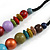Multicoloured Long Wooden Bead Necklace, Flex Bracelet and Drop Earrings Set - 88cm Long - view 13