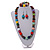 Multicoloured Long Wooden Bead Necklace, Flex Bracelet and Drop Earrings Set - 88cm Long - view 3