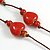 Red Ceramic Heart Bead Brown Cord Necklace and Drop Earrings Set/48cm L/Slight Variation In Colour/Natural Irregularities - view 7
