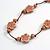 Dusty Pink Ceramic Flower Bead Brown Cord Necklace and Drop Earrings Set/48cm L/Slight Variation In Colour/Natural Irregularities - view 6
