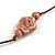 Dusty Pink Ceramic Flower Bead Brown Cord Necklace and Drop Earrings Set/48cm L/Slight Variation In Colour/Natural Irregularities - view 7
