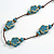 Dusty Blue Ceramic Flower Bead Brown Cord Necklace and Drop Earrings Set/48cm L/Slight Variation In Colour/Natural Irregularities - view 7