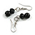 8mm/Glass Bead and Faux Pearl Necklace/Flex Bracelet/Drop Earrings Set in Black - 43cmL/4cm Ext - view 6