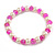 8mm/Fuchsia Glass Bead and White Faux Pearl Necklace/Flex Bracelet/Drop Earrings Set - 43cmL/4cm Ext - view 5