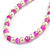 8mm/Fuchsia Glass Bead and White Faux Pearl Necklace/Flex Bracelet/Drop Earrings Set - 43cmL/4cm Ext - view 8