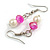 8mm/Fuchsia Glass Bead and White Faux Pearl Necklace/Flex Bracelet/Drop Earrings Set - 43cmL/4cm Ext - view 7