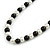 8mm Black/White Glass Bead Necklace and Drop Earrings Set - 40cm L/ 3cm Ext - view 4