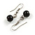 8mm Black/White Glass Bead Necklace and Drop Earrings Set - 40cm L/ 3cm Ext - view 6