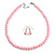 8mm Pastel Pink Glass Bead Necklace and Drop Earrings Set/41cm L/ 5cm Ext