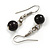 8mm Black Ceramic Bead Necklace and Drop Earrings Set/41cm L/ 5cm Ext - view 4