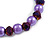 8mm/Violet Glass Bead and Purple Faux Pearl Necklace/Flex Bracelet/Drop Earrings Set - 43cmL/4cm Ext - view 3